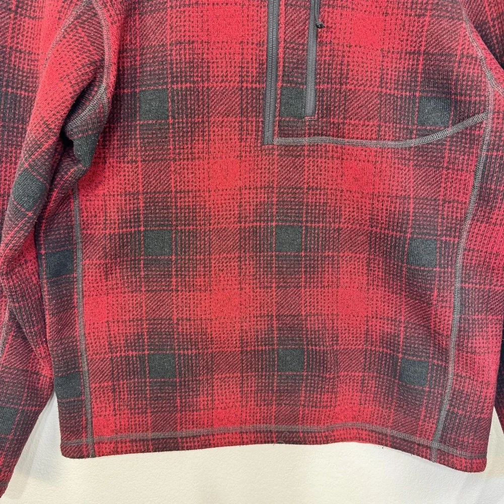 The North Face Fleece Pullover Mens‎ Medium Red Plaid 1/4 Zip Thermal Hiking